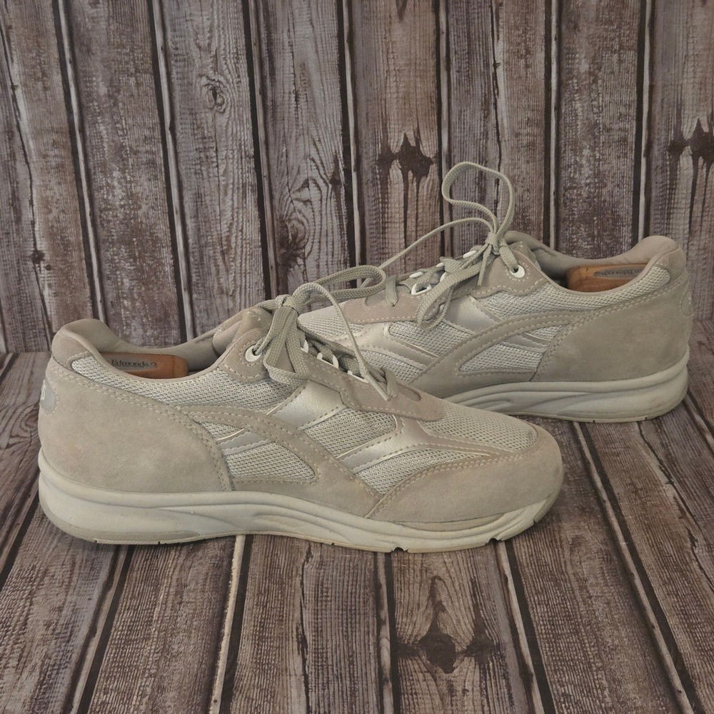 Sz 11 W3 Mens SAS Journey Bone Gray Mesh Suede Walking Shoes Sneakers VGUC! - Picture 5 of 8